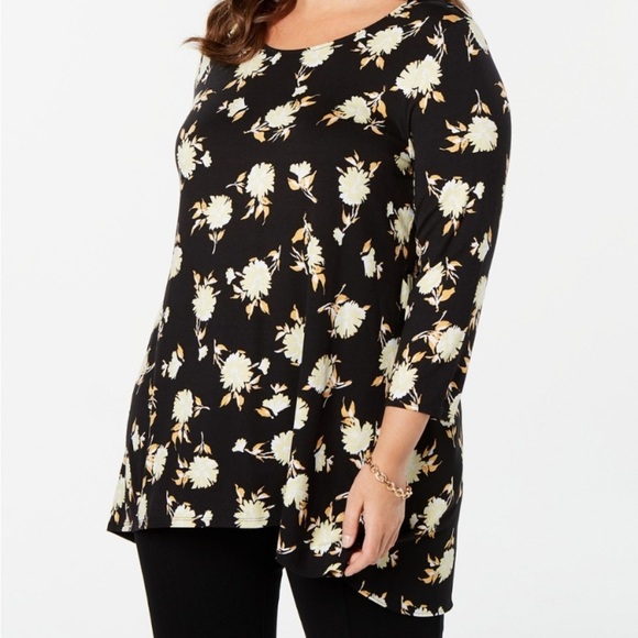 Alfani‎ Belle Fleur black floral tunic NWT 2X - Picture 1 of 9